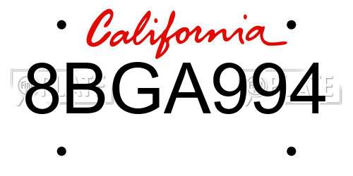 8BGA994 California License Plate