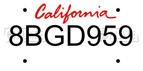 8BGD959 California License Plate