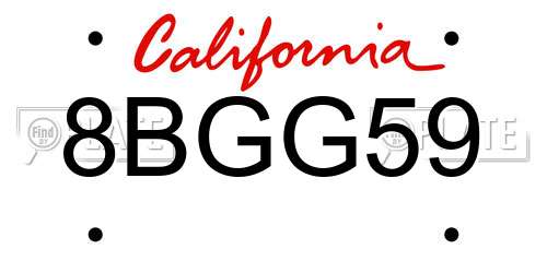 8BGG59 California License Plate
