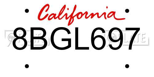 8BGL697 California License Plate