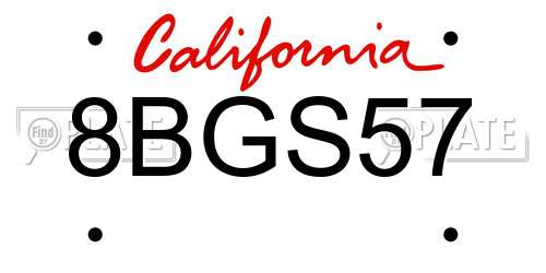 8BGS57 California License Plate