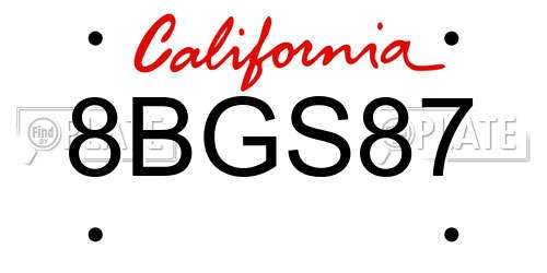 8BGS87 California License Plate