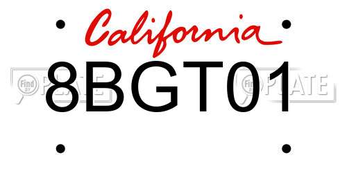 8BGT01 California License Plate