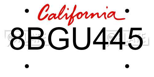 8BGU445 California License Plate