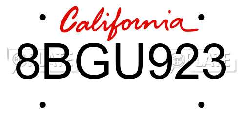 8BGU923 California License Plate