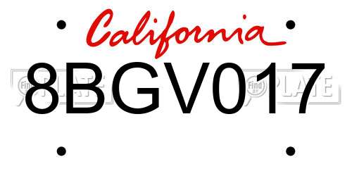 8BGV017 California License Plate