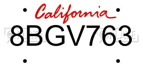 8BGV763 California License Plate