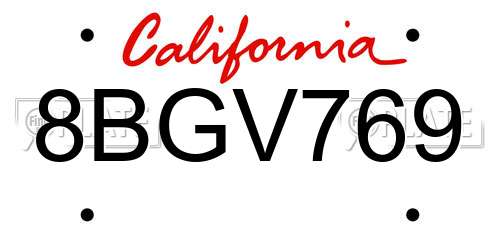 8BGV769 California License Plate