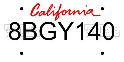 8BGY140 California License Plate