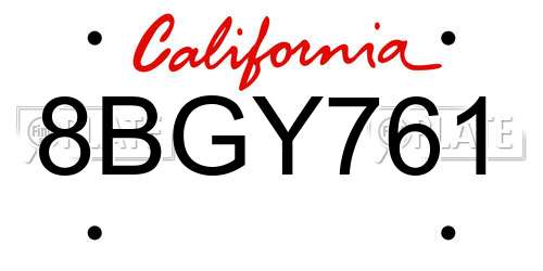 8BGY761 California License Plate