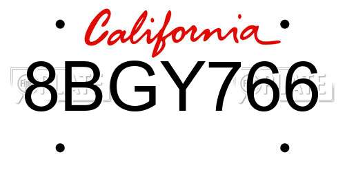 8BGY766 California License Plate