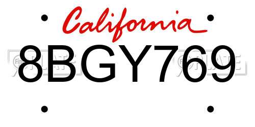 8BGY769 California License Plate