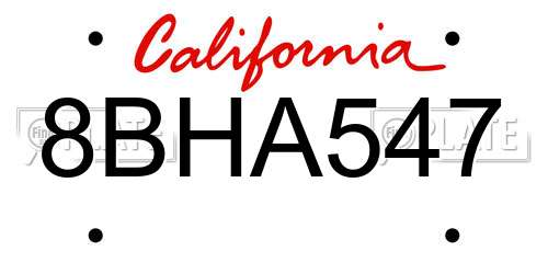 8BHA547 California License Plate