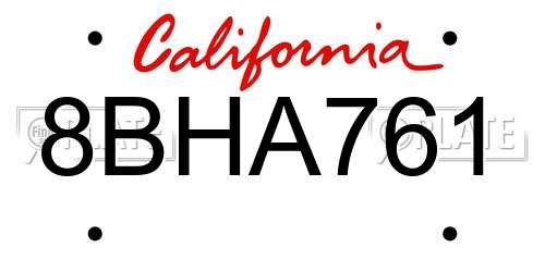 8BHA761 California License Plate