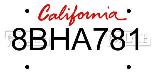 8BHA781 California License Plate
