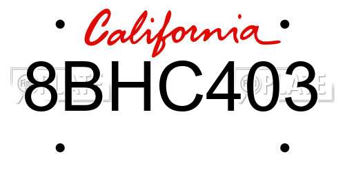 8BHC403 California License Plate