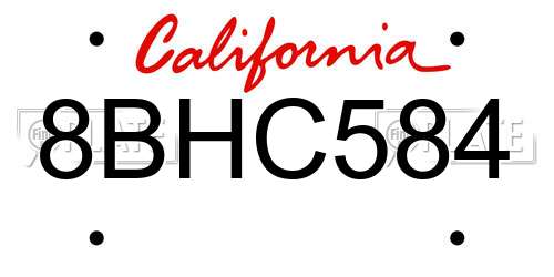 8BHC584 California License Plate