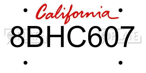 8BHC607 California License Plate