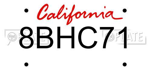 8BHC71 California License Plate