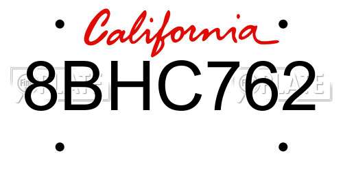 8BHC762 California License Plate