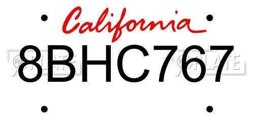 8BHC767 California License Plate