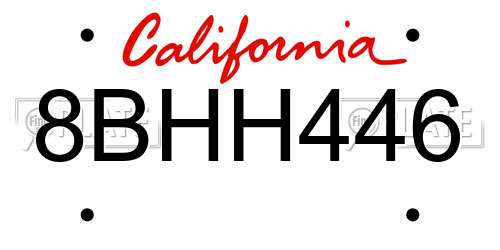 8BHH446 California License Plate