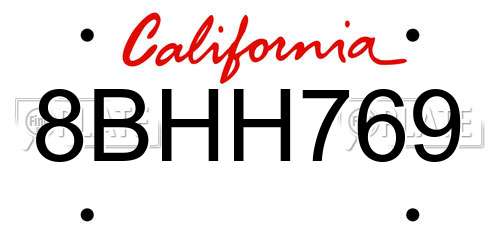 8BHH769 California License Plate