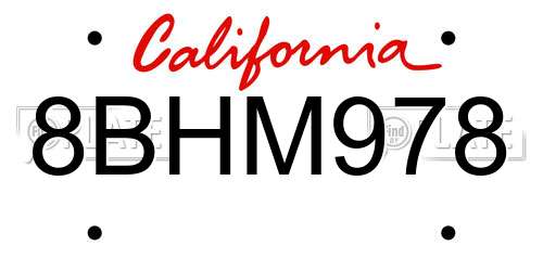 8BHM978 California License Plate