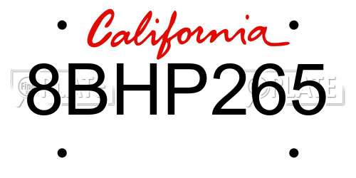 8BHP265 California License Plate