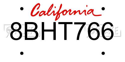 8BHT766 California License Plate