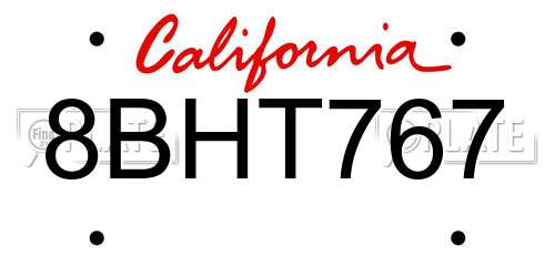 8BHT767 California License Plate