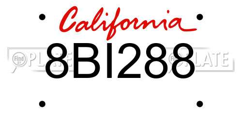 8BI288 California License Plate