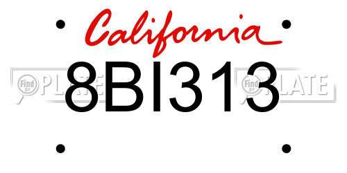 8BI313 California License Plate