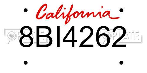 8BI4262 California License Plate