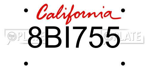 8BI755 California License Plate