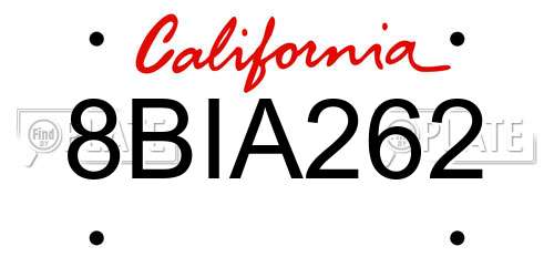 8BIA262 California License Plate