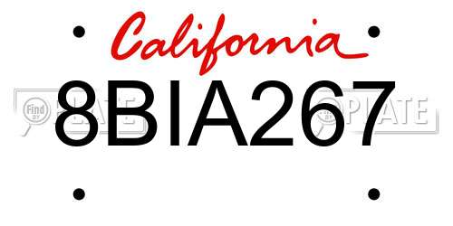 8BIA267 California License Plate