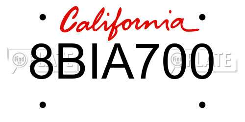 8BIA700 California License Plate