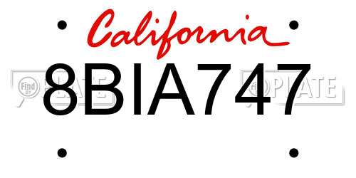 8BIA747 California License Plate