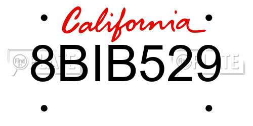 8BIB529 California License Plate