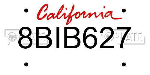 8BIB627 California License Plate