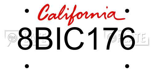 8BIC176 California License Plate