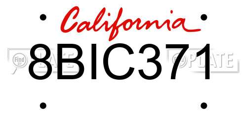 8BIC371 California License Plate