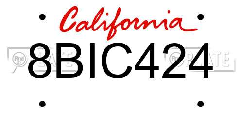 8BIC424 California License Plate