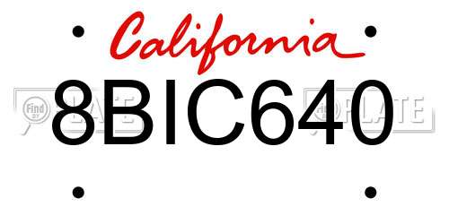 8BIC640 California License Plate