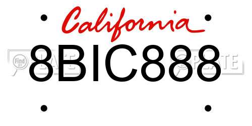 8BIC888 California License Plate