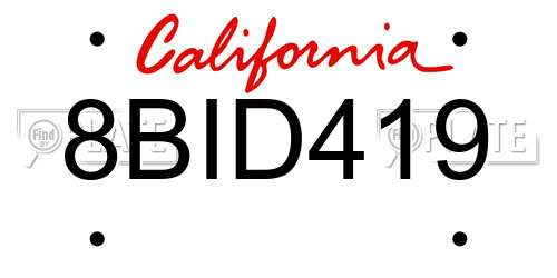 8BID419 California License Plate