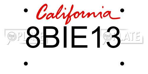 8BIE13 California License Plate