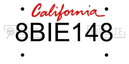 8BIE148 California License Plate
