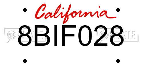 8BIF028 California License Plate